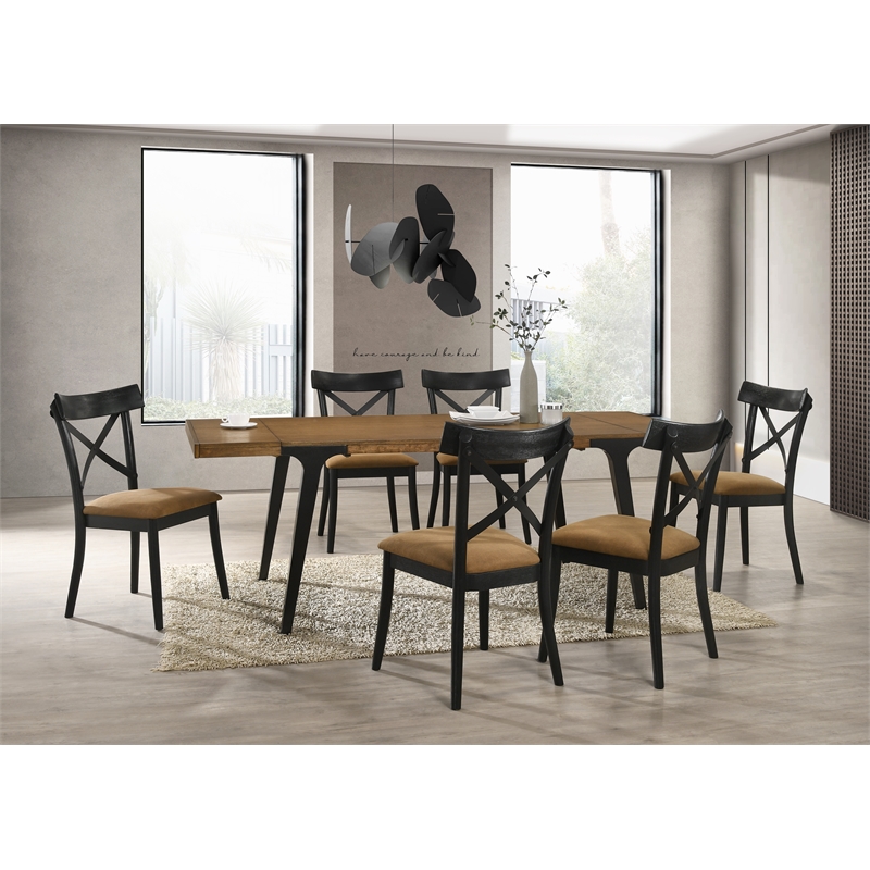 ACME Hillary Wooden Side Chairs in Brown and Black (Set of 2)