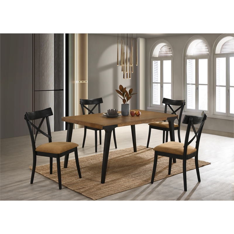 ACME Hillary Wooden Side Chairs in Brown and Black (Set of 2)