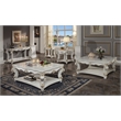 ACME Vendome Wooden Square Coffee Table with Scrolled Legs in Antique Pearl