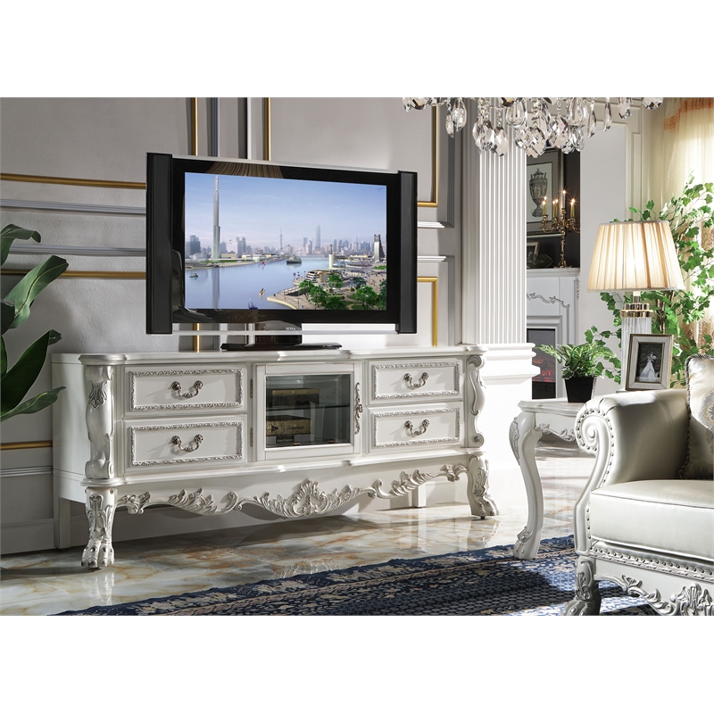 ACME Dresden Wooden TV Stand in Bone White