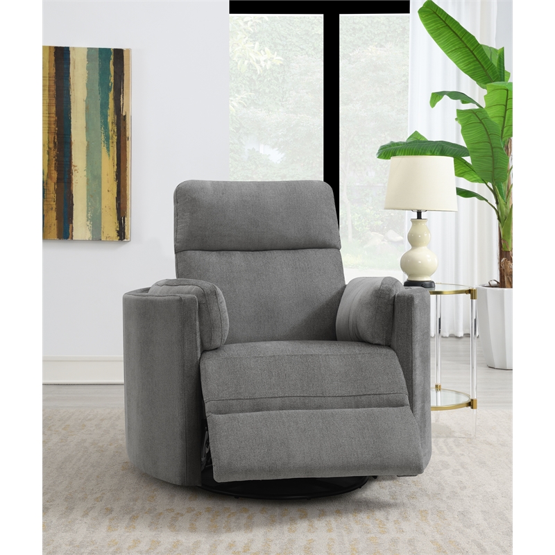 ACME Sagen Wooden Glider Recliner with Swivel in Charcoal