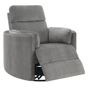 acme sagen wooden glider recliner with swivel in charcoal