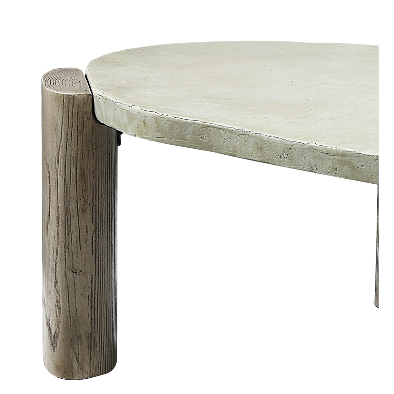 ACME Jacina Cement Coffee Table in Weathered Gray and Oak