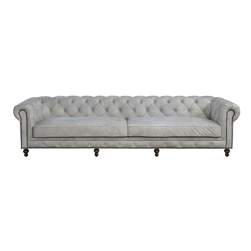 ACME Ofer Leather Upholstered Sofa in Vintage White