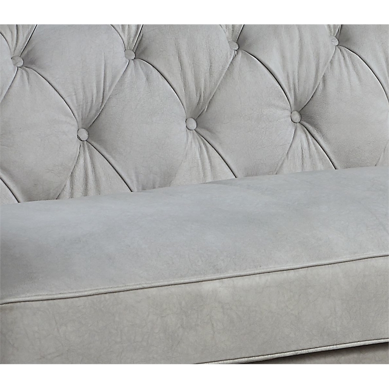 ACME Ofer Leather Upholstered Sofa in Vintage White