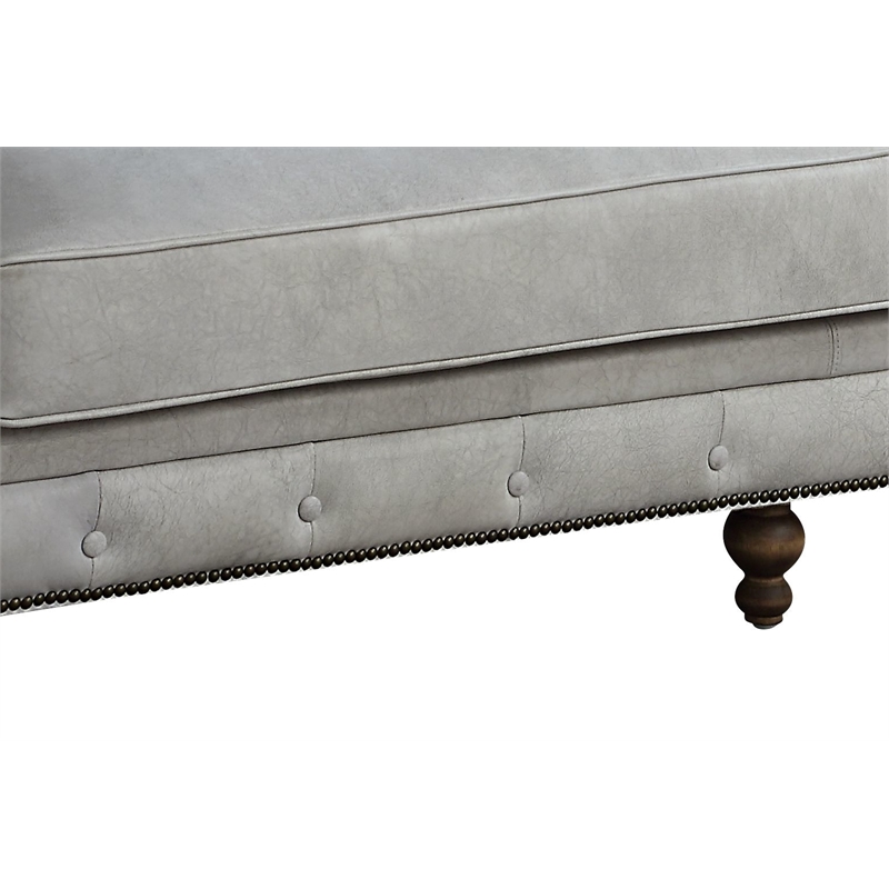 ACME Ofer Leather Upholstered Sofa in Vintage White