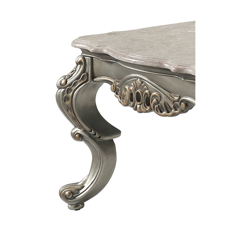 ACME Furniture Miliani Marble & Wood Coffee Table in Natural/Antique Bronze