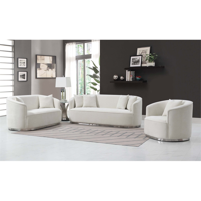 ACME Furniture Odette Upholstered Chenille Sofa with 4 Pillows in Beige