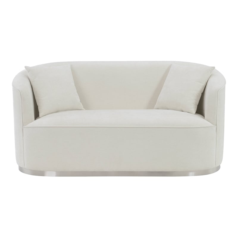 ACME Furniture Odette Upholstered Chenille Loveseat with 2 Pillows in Beige