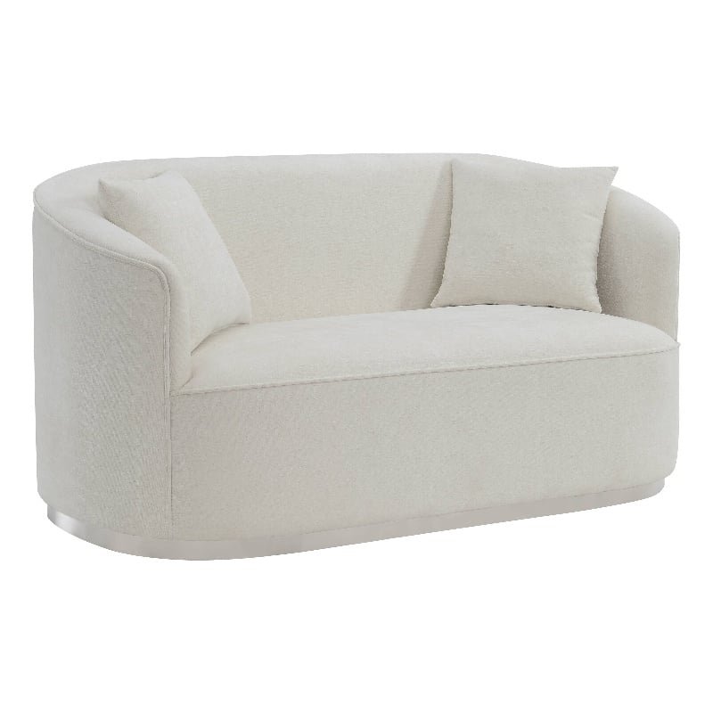 ACME Furniture Odette Upholstered Chenille Loveseat with 2 Pillows in Beige