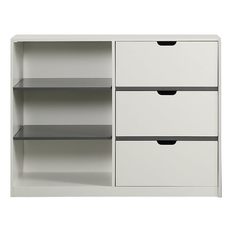 ACME Ratana 3-Drawer Contemporary Wood Cabinet in White/Gray