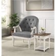 ACME Furniture Florian Button Tufted Fabric & Wood Chair in Gray/Antique White