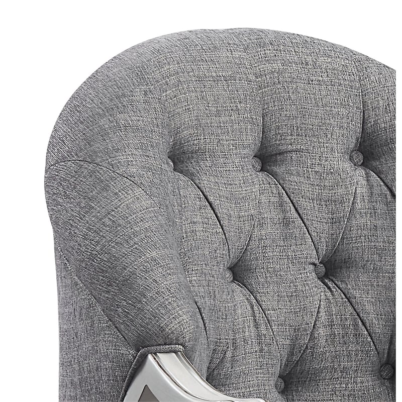ACME Furniture Florian Button Tufted Fabric & Wood Chair in Gray/Antique White