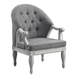 ACME Furniture Florian Button Tufted Fabric & Wood Chair in Gray/Antique White