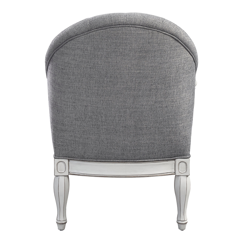ACME Furniture Florian Button Tufted Fabric & Wood Chair in Gray/Antique White