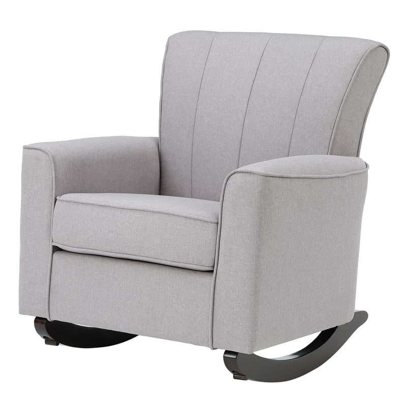 ACME Furniture Denzell Upholstered Fabric & Wood Rocking Chair in Gray