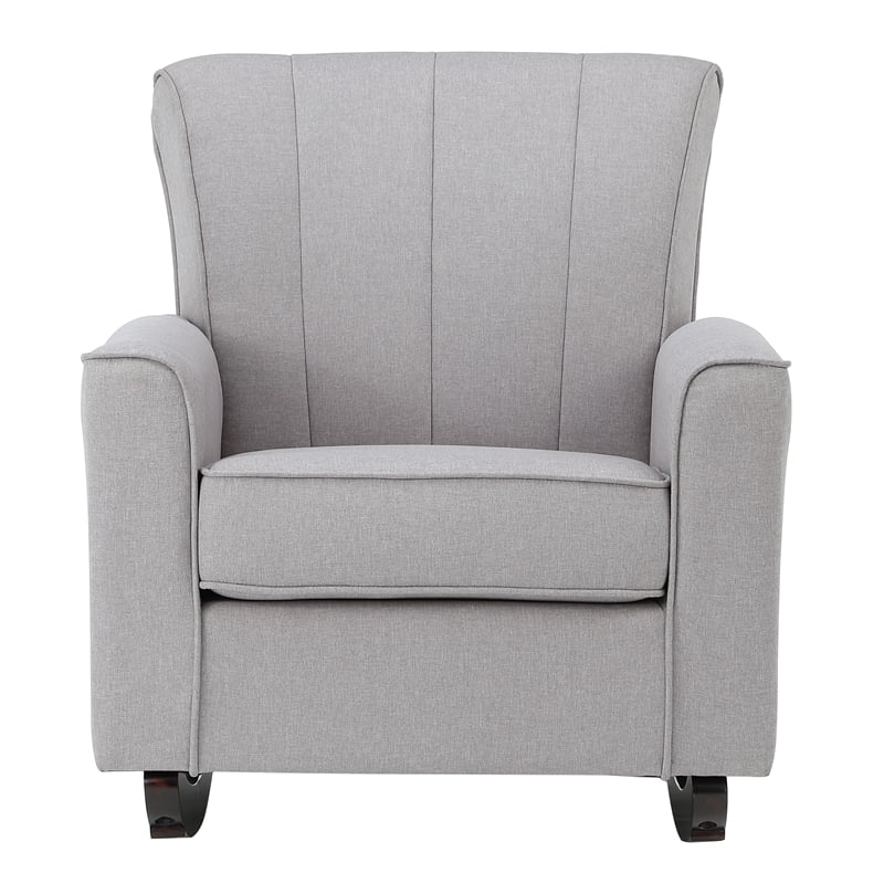 ACME Furniture Denzell Upholstered Fabric & Wood Rocking Chair in Gray