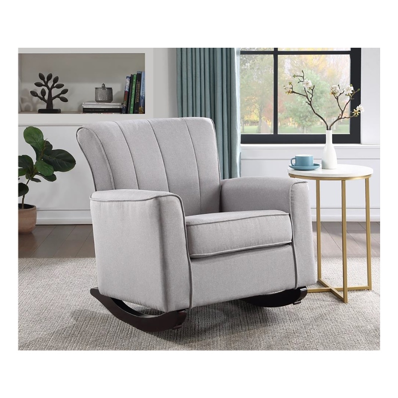 ACME Furniture Denzell Upholstered Fabric & Wood Rocking Chair in Gray