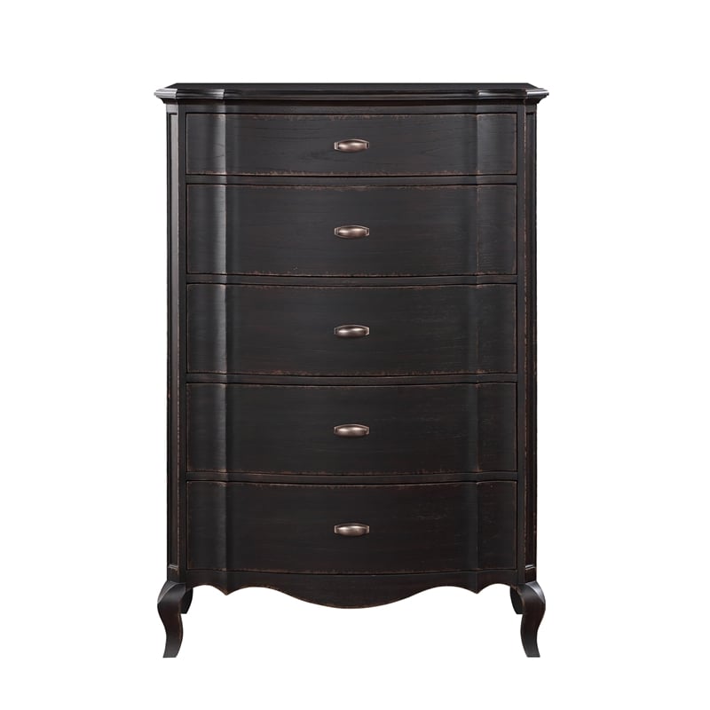 ACME Furniture Chelmsford 5-Drawer Contemporary Wood Chest in Antique Black