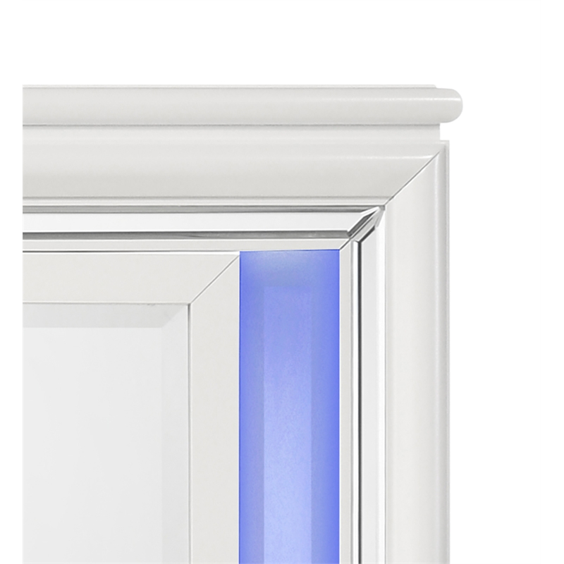 ACME Tarian Rectangular Wooden Frame Mirror with LED in Pearl White