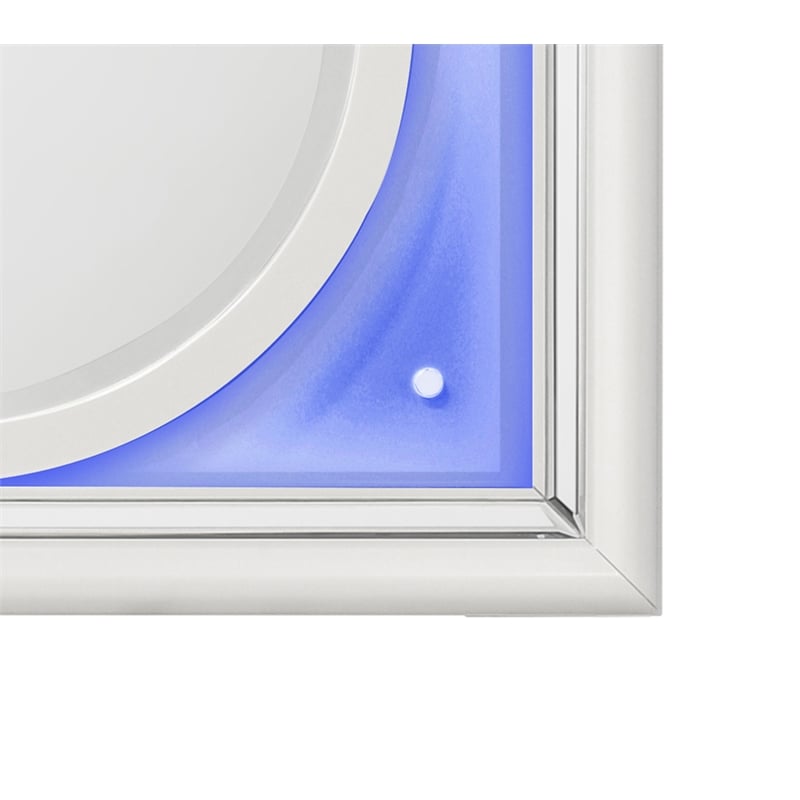 ACME Tarian Rectangular Wooden Frame Mirror with LED in Pearl White