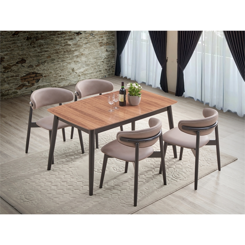 ACME Furniture Lanae Wood Dining Table with Bufferfly Leaf in Natural/Black