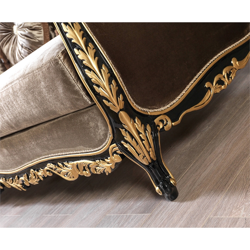 ACME Furniture Betria Velvet Tufted Sofa w/ 5 Pillows in Green Brown