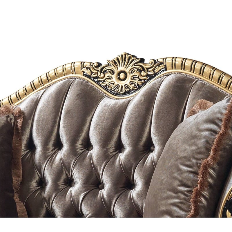 ACME Furniture Betria Velvet Tufted Loveseat in Green Brown