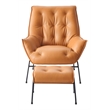 ACME Zusa Leather Upholstered Tufted Accent Chair and Ottoman in Tan