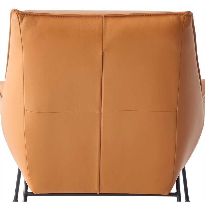 ACME Zusa Leather Upholstered Tufted Accent Chair and Ottoman in Tan
