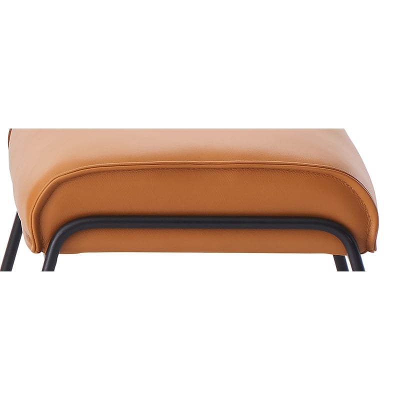 ACME Zusa Leather Upholstered Tufted Accent Chair and Ottoman in Tan