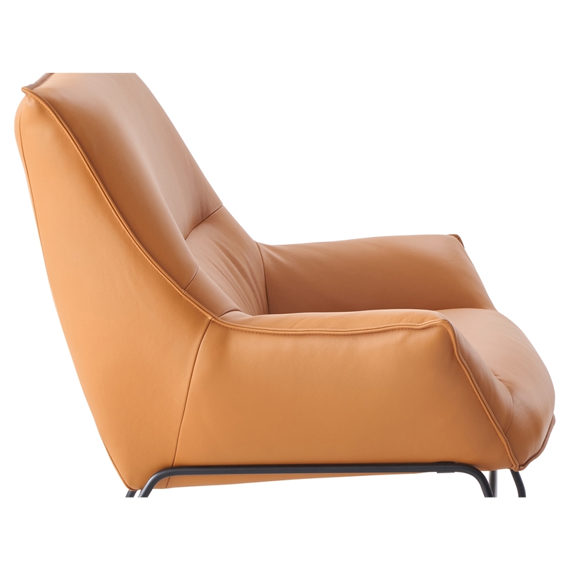 ACME Zusa Leather Upholstered Tufted Accent Chair and Ottoman in Tan