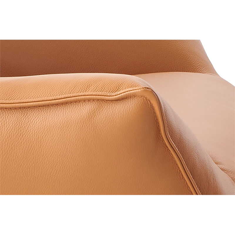 ACME Zusa Leather Upholstered Tufted Accent Chair and Ottoman in Tan