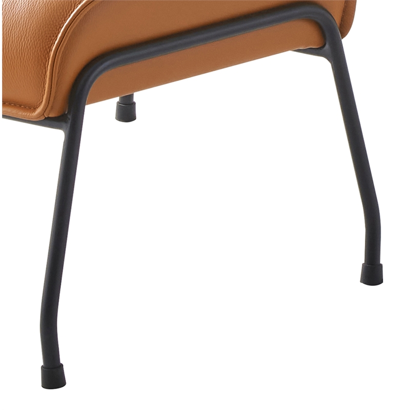 ACME Zusa Leather Upholstered Tufted Accent Chair and Ottoman in Tan