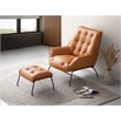 ACME Zusa Leather Upholstered Tufted Accent Chair and Ottoman in Tan