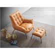 ACME Zusa Leather Upholstered Tufted Accent Chair and Ottoman in Tan