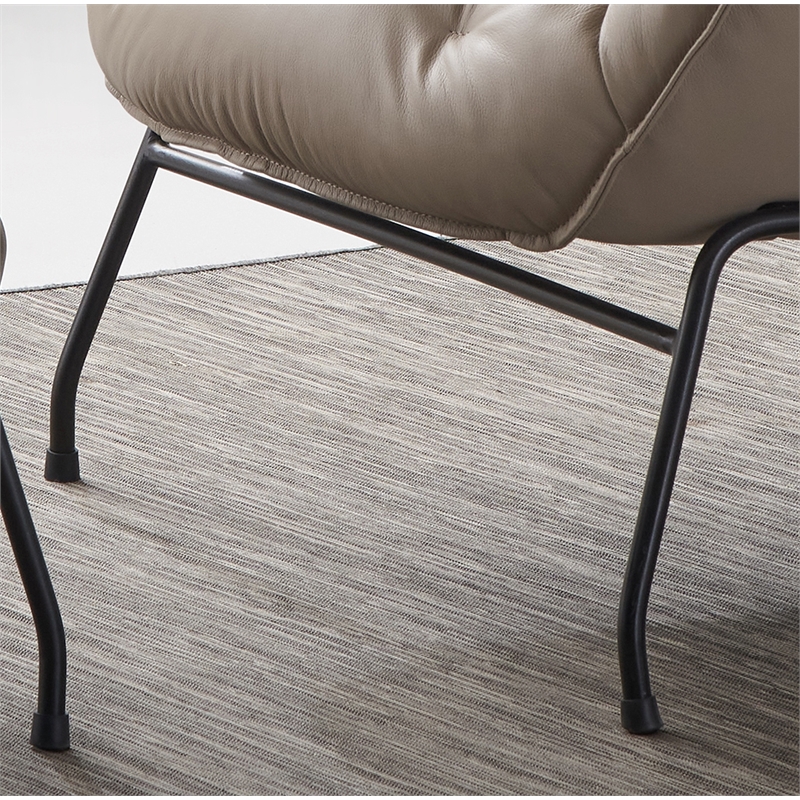 ACME Furniture Zusa Upholstered Leather Accent Chair and Ottoman in Khaki