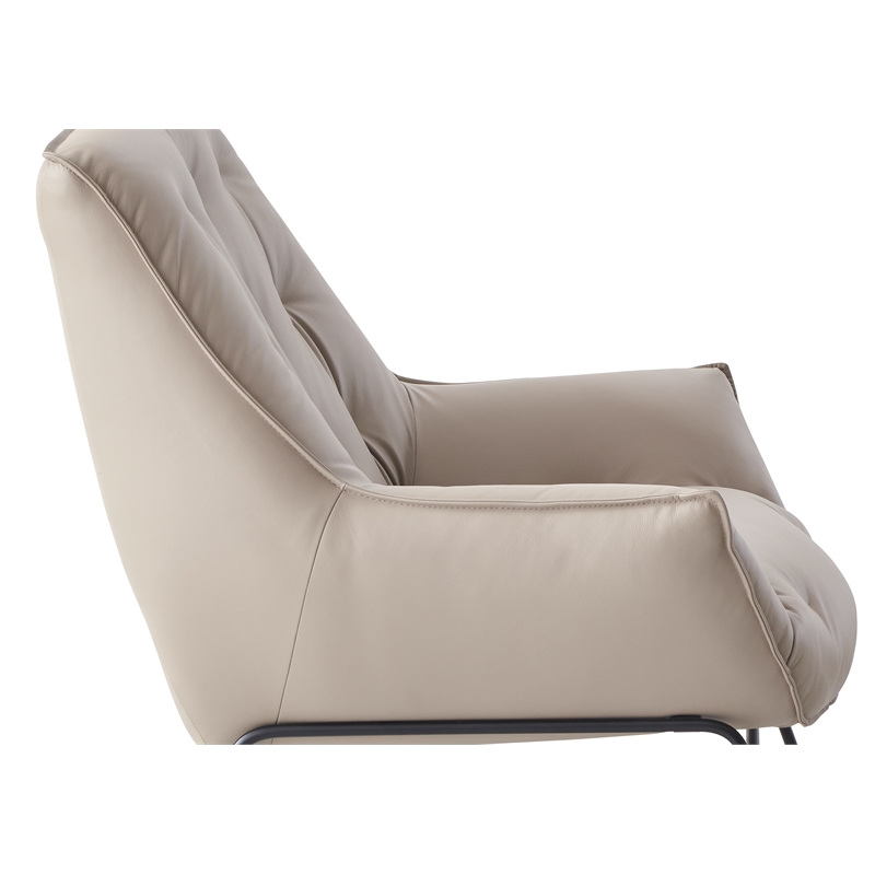 ACME Furniture Zusa Upholstered Leather Accent Chair and Ottoman in Khaki