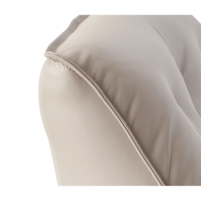 ACME Furniture Zusa Upholstered Leather Accent Chair and Ottoman in Khaki