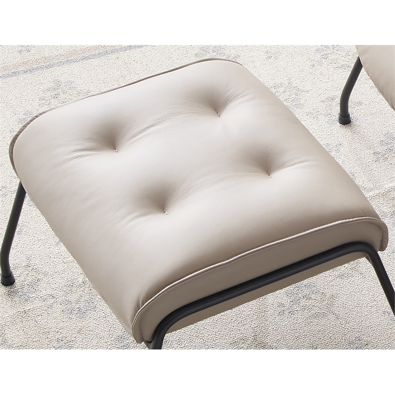 ACME Furniture Zusa Upholstered Leather Accent Chair and Ottoman in Khaki