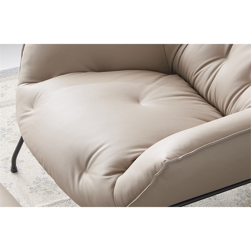 ACME Furniture Zusa Upholstered Leather Accent Chair and Ottoman in Khaki