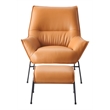 ACME Furniture Jabel Upholstered Leather Accent Chair and Ottoman in Tan