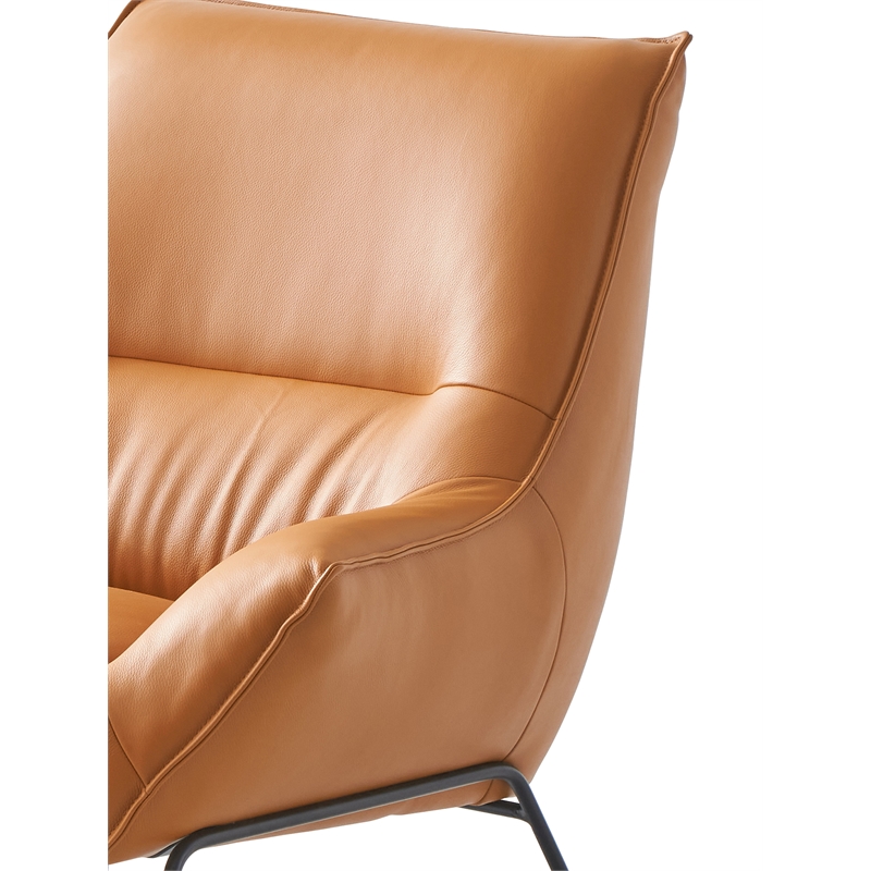 ACME Furniture Jabel Upholstered Leather Accent Chair and Ottoman in Tan