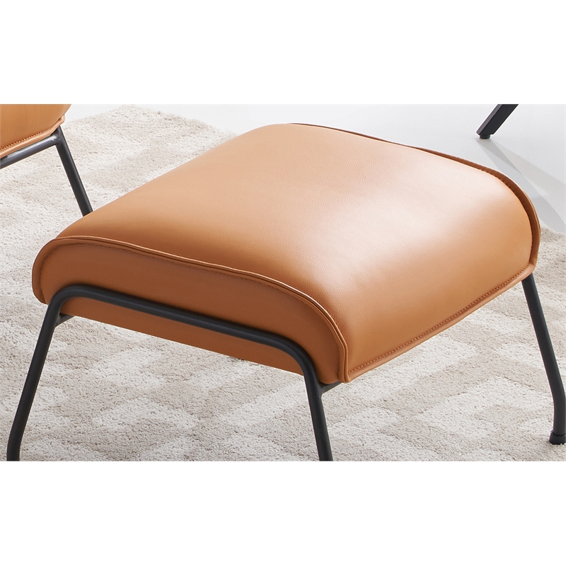 ACME Furniture Jabel Upholstered Leather Accent Chair and Ottoman in Tan