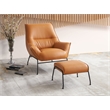 ACME Furniture Jabel Upholstered Leather Accent Chair and Ottoman in Tan
