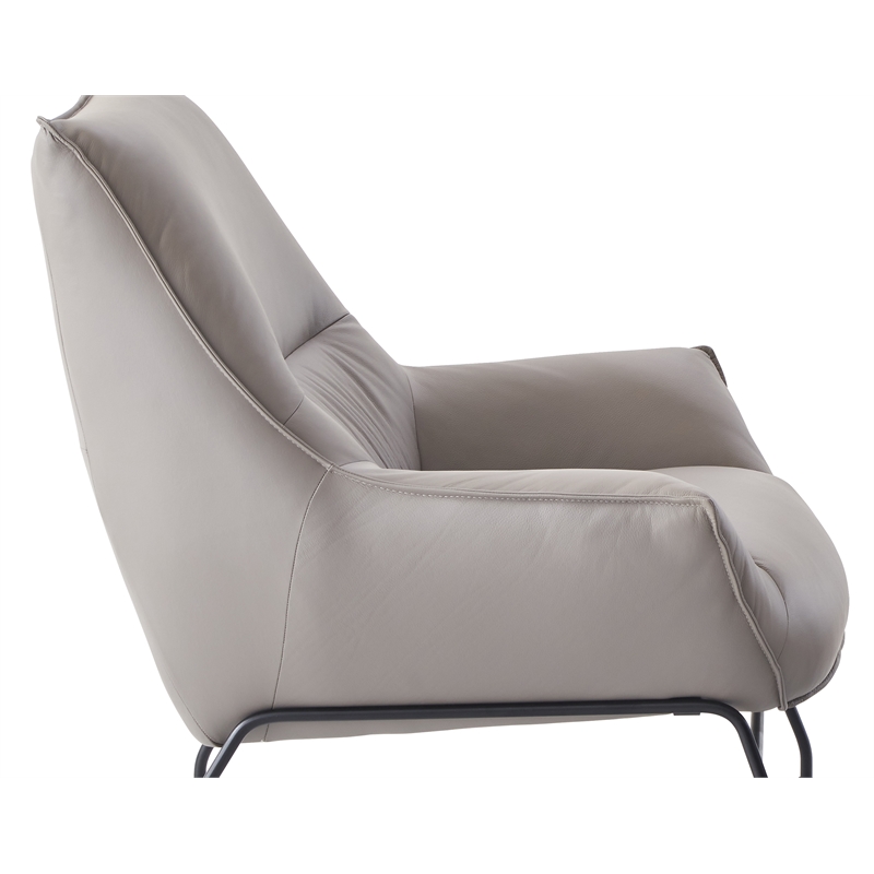 ACME Furniture Jabel Upholstered Leather Accent Chair and Ottoman in Khaki