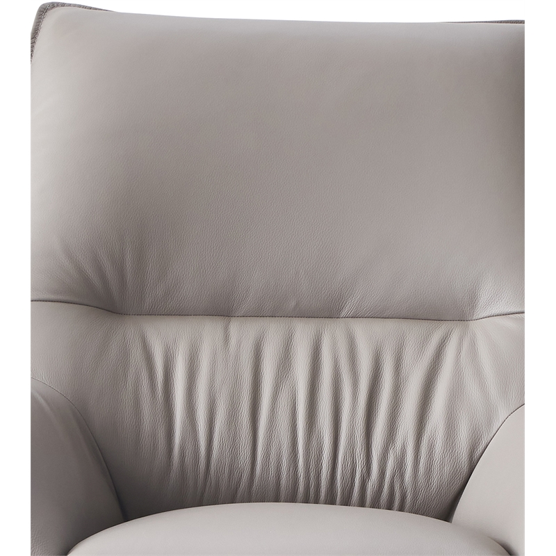 ACME Furniture Jabel Upholstered Leather Accent Chair and Ottoman in Khaki