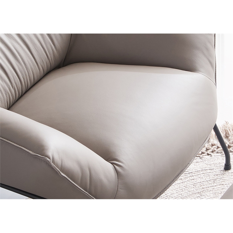 ACME Furniture Jabel Upholstered Leather Accent Chair and Ottoman in Khaki