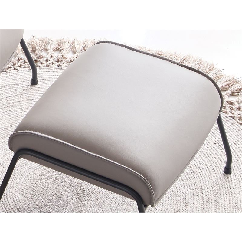 ACME Furniture Jabel Upholstered Leather Accent Chair and Ottoman in Khaki