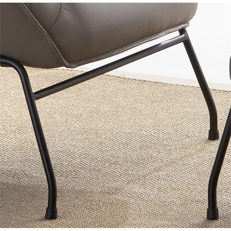 ACME Furniture Jabel Upholstered Leather Accent Chair and Ottoman in Khaki